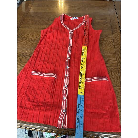 Vintage College Town Of Boston Red Sweater Vest Cardigan Sweater Size Medium - Picture 7 of 10